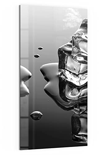 DEQORI Glas-Magnettafel | 50x100 cm groß | Motiv Schmelzende Eiswürfel | Memo-Board aus Glas | Magnetboard inkl. Magnete, Stift & Tuch für Küche & Büro | Tafel magnetisch & beschreibbar