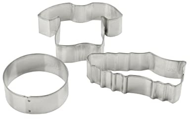 Zenker 44868 3-teiliges Fußball-Ausstechformen-Set, 3 Ausstechformen, Fußball, Stahl, 7,5 x 6 cm; 8 x 3 cm; 5 cm, Silber