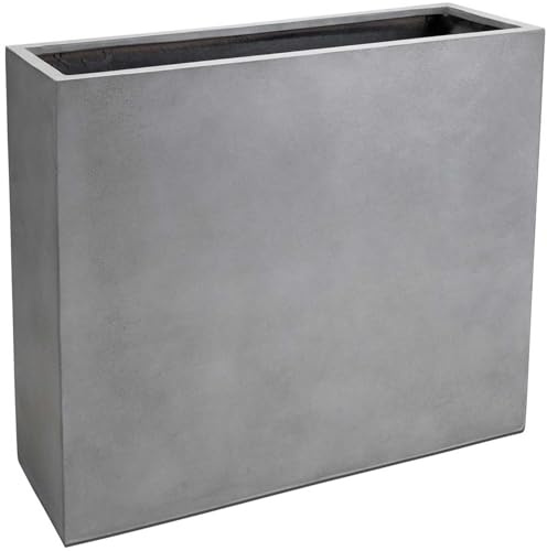 VIVANNO Pflanzkübel Raumteiler Sichtschutz auf Rollen Fiberglas - Grau | Wetterfeste Trennwand in Beton-Optik für Garten und Balkon, Sichtschutz mit 75x88x30 cm Maßen, fahrbar und arretierbar