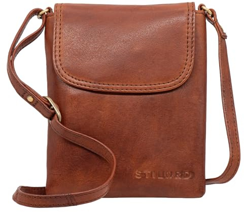 STILORD Ellis Handytasche zum Umhängen Leder Brustbeutel Kleine Ledertasche Umhängetasche für Smartphone und Geldbörse Cross-Body Bag XS Vintage Leder Farbe:Texas - braun