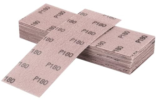 Sruhrak Filet Bande Abrasive 80 X 230mm，25 Pièces Grille Abrasive Professionnelle Avec Grain P180, Pour Ponçage Manuel, Ponceuse Orbitale Et Bloc De Ponçage Manuel