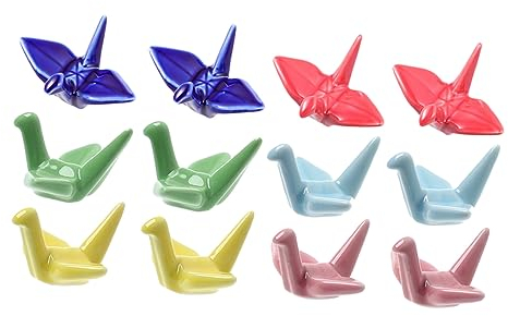 MAGICLULU 12stücke Essstäbchenständer Aus Keramik Papierkranich-Form Stäbchenablage Für Messer Löffel Gabeln Spatel Und Andere Utensilien Glatte Oberfläche Einfach Zu Reinigen