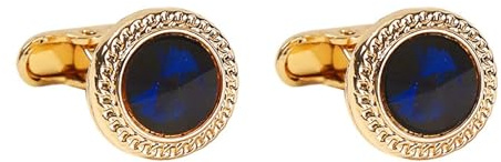 AMDXD Manschettenknöpfe Herren, Rund Cufflinks Box for Men mit Zirkonia Schwarz Blau, Gold Manschettenknöpfe für Anzug Hemd Hochzeit Business Graduation Gift