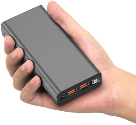 Power Bank 20000mAh, Super Quick Charge Portable Charger, USB C 3 Outputs [Alloy] Durable Battery Pack for iPhone 15 14 13 12 Huawei Samsung Galaxy Android iPads Tablet (Gray)