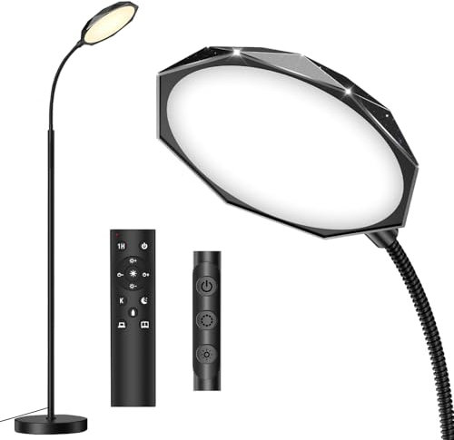 marctronic Lampada da Terra LED, 18W Dimmerabile Piantana Lampada da Terra con Telecomando & Controllo Touch, Timer 1H, Cura Degli Occhi Lampada da Lettura per Soggiorno Camera da Letto Ufficio