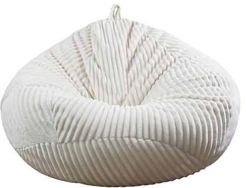 Cover without filler Bean Bag Cover Bean Bags Chair without Filling Stuffed Animal Storage Washable Soft Plush Sofa Cover (Beige, X-Large)