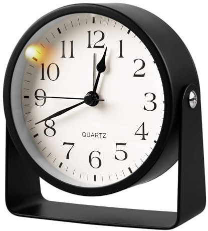 Réveil Analogique Vintage sans Tic-Tac - Quartz, Horloge À Poser, À Piles, De Table, De Voyage pour Maison, Chambre, Bureau