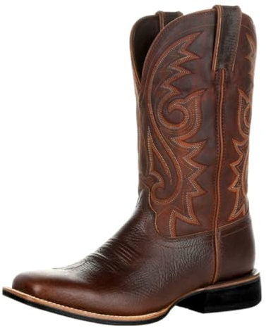 Minetom Bottes Hommes Western Cowboy Bottes Longues Broderie Bottes De Chevalier sans Lacet Chaussures Équestres Biker Boots