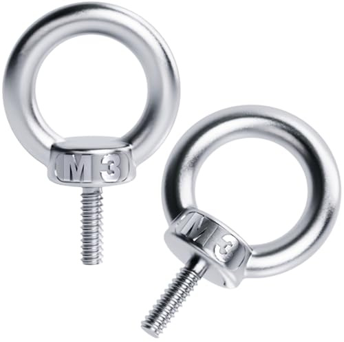 YOOPIN Tornillo anular M3, 6 unidades, tornillos de ojo de acero inoxidable 304, tornillo de ojo con rosca, tornillo de anillo de acero inoxidable para tecnología de fijación y varios dispositivos de