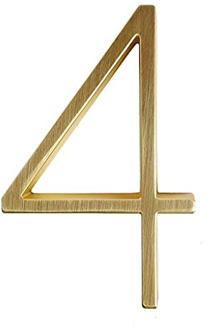 SFQEVHRZ House number， 12cm Floating Modern House Number Satin Brass Door Home Address Numbers For House Digital Outdoor Sign Plates 5 Inch #0-9(4)