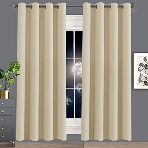 Lujosas cortinas opacas de 94 pulgadas de ancho x 98 pulgadas de largo, elegantes tratamientos de ventana para dormitorio, sala de estar, niños, guardería, protección de privacidad, color crema