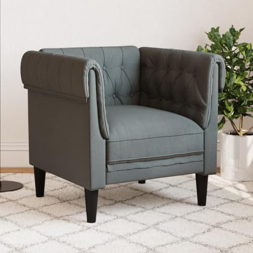 ChicAbode Chesterfield-Sessel Dunkelgrau Stoff Polstersessel mit Armlehnen Rückenlehne Stützbeine, Loungesessel für Wohnzimmer, Clubsessel, Modern