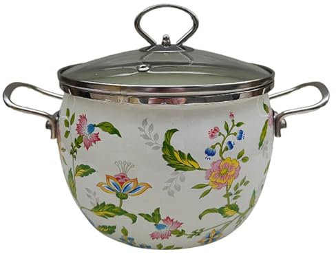 Cazuela Olla de cocina esmaltada Vintage, olla de cocina con doble Mango, cacerola, utensilios de cocina esmaltados for hervir alimentos y fideos con leche