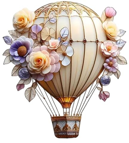 Hot Air Balloon Decorations, 2D Hanging Festive Hot Air Balloon Wall Art, Exquisite Suncatchers for Window Glass Garden Backyard Lawn Outdoors, Style3..