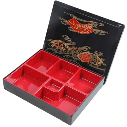 FLCPJGV Lunch Box, Boîte à Bento avec 6 Compartiments, Bento étanche, Japonaise Récipient pour Aliments Plateau de Service pour Collations Plat de Service Boîte à Bento pour Déjeuner, modèle A