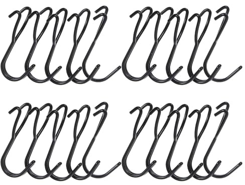 ERINGOGO 20 Ganchos de Acero Inoxidable para Paneles Perforados Organizador Multiusos para Colgar Herramientas Ganchos Reforzados Doble Línea Color Negro 32 MM de Separación Paquete