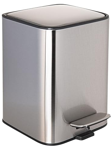 Erreke Papelera Baño con Pedal 3L, Cubo Basura Baño Acero Inoxidable con Tapa Cierre Suave y Silencioso, Cubo Interior Extraíble, Revestimiento Antihuellas (Stainless Steel Silver)