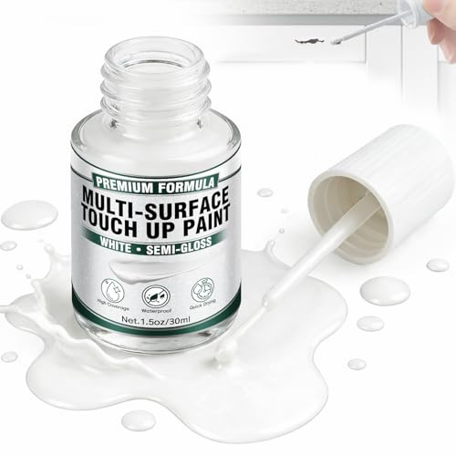 White Touch Up Paint, White Paint for Walls, Doors, Cabinets & Furniture, High Adhesion, Low Odor, Semi-Gloss Finish, 30ML