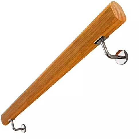 Barandilla Moderna de Madera Maciza para escaleras - Pasamanos de 1 a 15,7 pies con Soporte de Acero Inoxidable - Elegante y Duradera para Garaje, escaleras de casa y Uso Interior.