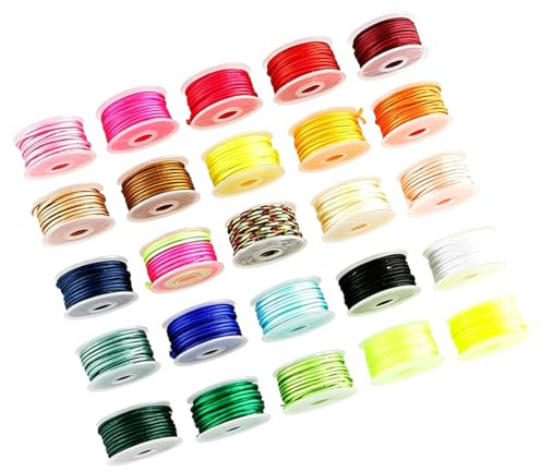 25 rollos de hilo encerado, cordón encerado de poliéster para la fabricación de joyas, cordel de algodón para manualidades, hilo de coser a mano