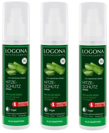 Logona Hitzeschutz Spray Bio- Aloe Vera, alle Haartypen, 3 x 150ml