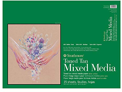 Strathmore 400 Series Toned Tan Mixed Media Pad, 45,7 x 61 cm, mit Klebstoffbindung, 15 Blatt pro Block