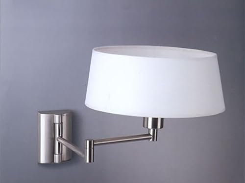 Lampenlux LED Wandlampe Wandleuchte Tombo Leselampe Weiß Stoffschirm Bettleuchte Bettlampe Nickel gebürstet