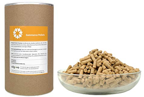 algova Gammarus Pellets 6mm Bachflohkrebse Natur-Sinkfutter für Aquarienfische, Cichliden, Diskus, Welse, Teichfische, Koi, Goldfische, Stör, Wasserschildkröten, Vögel, Hühner (600g)