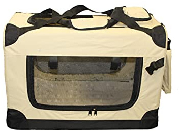 walexo Faltbare Hundebox Hundetransportbox Katzentransportbox Katzenbox (BEIGE, XL)