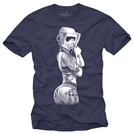 MAKAYA Stormtrooper Tattoo T-Shirt - Maglietta Nera Uomo - Regali per Lui