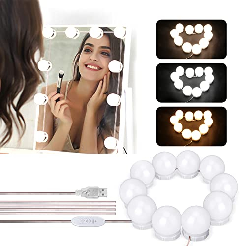 Winzwon LED Spiegelleuchte, Schminktisch Zubehör Beleuchtung Schminklicht Spiegellampe Makeup Lampe ，Hollywood Spiegel Geschenke für Freundin, Mama(Ohne Spiegel) [Energieklasse F]