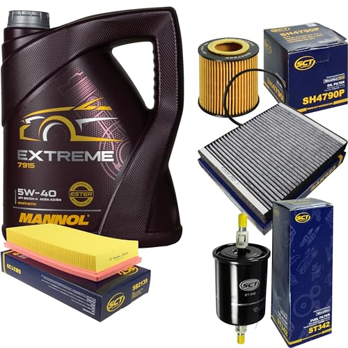Filter Set Inspektionspaket 5 Liter MANNOL Motoröl Extreme 5W-40 API SN/CF SCT Germany Innenraumfilter Luftfilter Ölfilter Kraftstofffilter