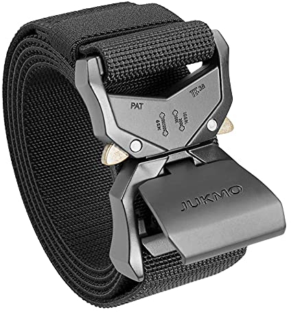 JUKMO Cintura tattica militare da escursionismo Rigger da 3,8 cm, in nylon con fibbia a sgancio rapido resistente (Nero, S-per vita 75cm-90cm (Lunghezza 115cm))