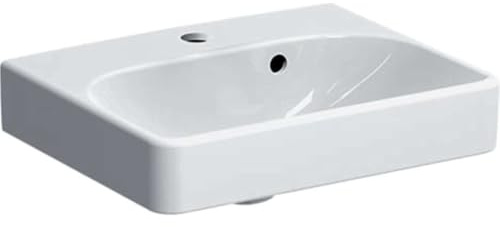 Geberit Smyle Square Handwaschbecken 500222, 45x36cm, mit Hahnloch, mit Überlauf asymmetrisch, 500.222.01.1, Farbe: Weiß