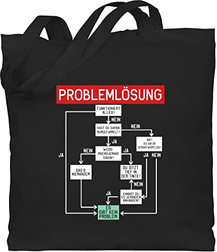 Shirtracer Baumwolltasche - Sprüche Statement mit Spruch - Problemlösung - weiß - Unisize - Schwarz - stoffbeutel bedruckt beutel+mit+sprüchen+lustig sprueche problemlösungen beutel