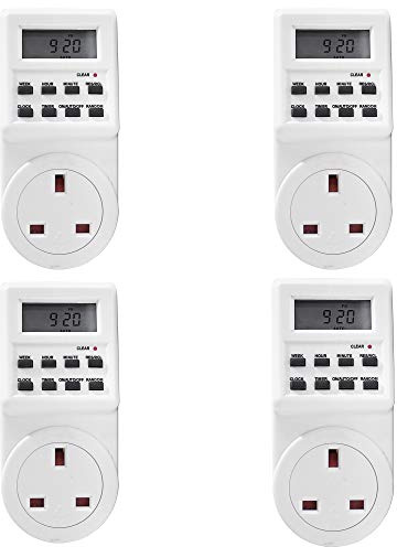 Netagon Electric Appliance Plug-in Programmable Digital Timer Socket Plug (24 Hours, 7 Day, LCD Display) (Pack of 4)