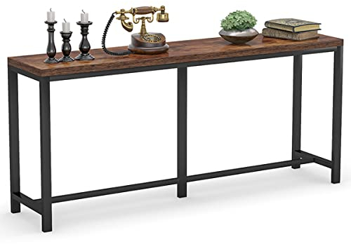 Tribesigns 70.9 inch Extra Long Console Table Behind Couch, Easy Assembly Sofa Table for Living Room Small Space, Rustic Industrial Narrow Entryway Hallway Table (Brown)