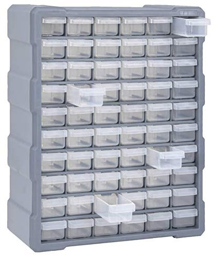 Festnight Multi-Schubladen-Organizer mit 64 Schubladen Sortierkasten Sortimentskasten Sortimentskoffer Sortimentsbox 38x16x47,5 cm