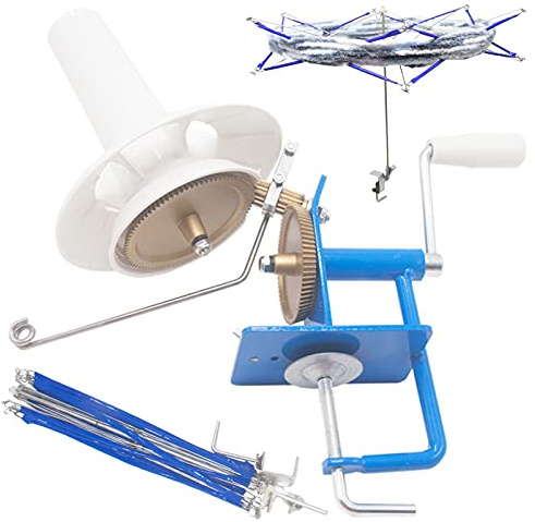 LAMXD Avvolgitore per Palline e Filato Blu Swift Avvolgitore per Palline di Filato, avvolgitore Manuale per Lana a Sfera in Fibra di Filato Swift a Mano per Famiglia,Avvolgitore a Sfera Filo Lavorato