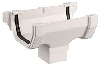 Center CB Square Running Outlet 112mm White Gutter (Marley Compatible)
