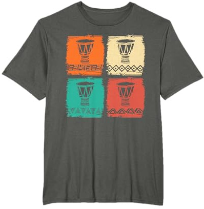 Afrikanische Instrument Retro 4 Farben Djembe & Dunun T-Shirt