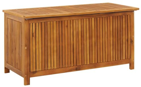 vidaXL Bois d'Acacia Solide Boîte de Rangement de Jardin Coffre de Rangement d'Extérieur Banc de Stockage Boîte d'Oreillers Coussins 113x50x58 cm