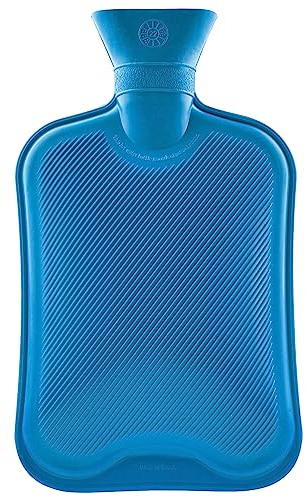Wärmflasche Ohne Bezug, 2er und 3er Pack Wärmflaschen Groß 1.8L Gummi, Hot Water Bottle Robust und Langlebig aus Naturkautschuk, Bettflasche für Kinder und Erwachsene (Blau, 1 pack)