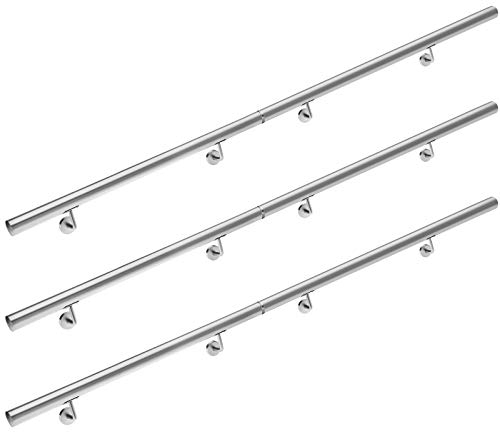 Monzana Pasamanos de Acero Inoxidable Barandilla de Pared para Escalera 600cm Soporte Pared Interior Exterior