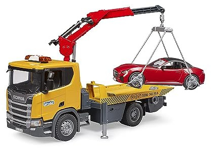 bruder 03552 - Scania Super 560R Abschlepp-LKW mit Roadster | Inklusive Light & Sound Modul, Abschleppwagen, Pannenhilfe, Fahrzeuge, Spielzeug ab 4 Jahren, 1:16