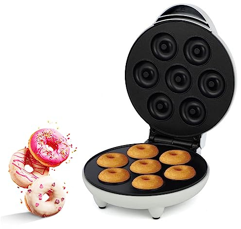 Fabater Maker Machine, Electric Non Stick Doughnut Maker, Toaster Donut Machine for Home Snacks Dessert with Non Slip Feet, Breakfast Maker, Baking Pan, Makes 7 Doughnuts