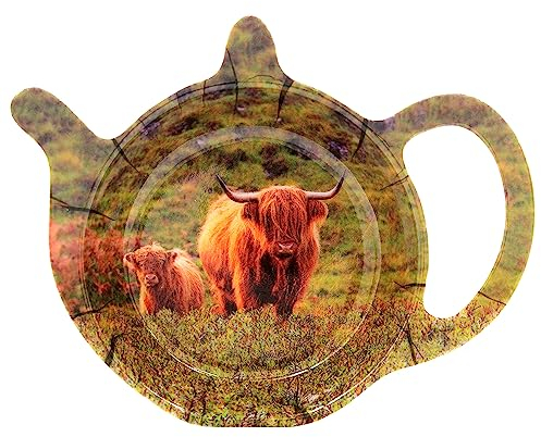 The Leonardo Collection Highland Cow and Calf Design - Melamine Teabag Tidy