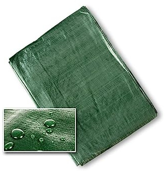 Green Tarpaulin Strengthened Waterproof Light Multipurpose Economic Tarp Sheet 60g/sm - for Farm Garden Garage Leisure Camping (1.5 x 2 m / 5' x 7')