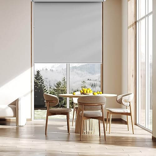 Sichtschutz Seitenzugrollo 45 x 210 cm, Sichtschutz und Sonnenschutz Blickdicht, Jalousie Rollos, inklusive Montagematerial, für Dachfenster, Hellgrau