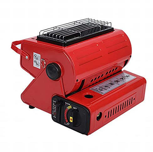 Mini calentador de gas portátil para acampar al aire libre, calentador de butano compacto con mango, calentador de propano para camping de 1,3 KW, color negro y rojo (color: calentador de butano